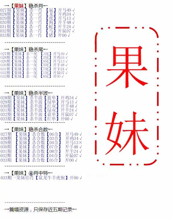 033期果妹心水[图]